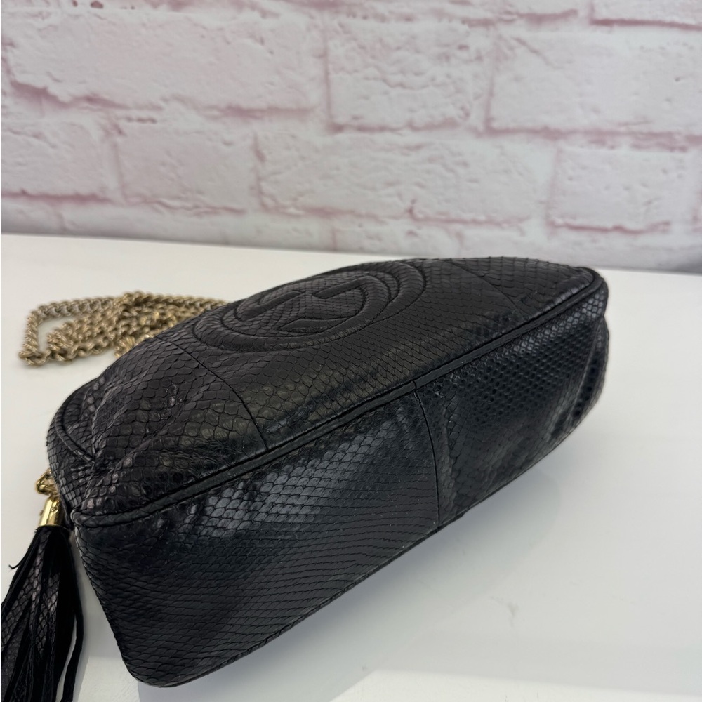 Gucci RARE Black Python SoHo Chain Tassel Shoulder Bag - Picture 7 of 16